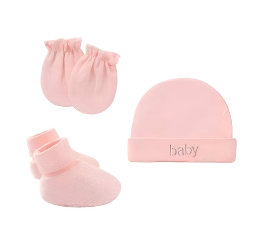Ensemble Naissance 3 Pièces pour Bébé – Bonnet, Moufles et Chaussons Ultra Doux