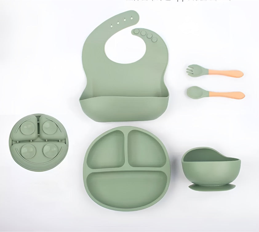 Set Repas Bébé en Silicone – Antidérapant & Incassable (6 Pièces)