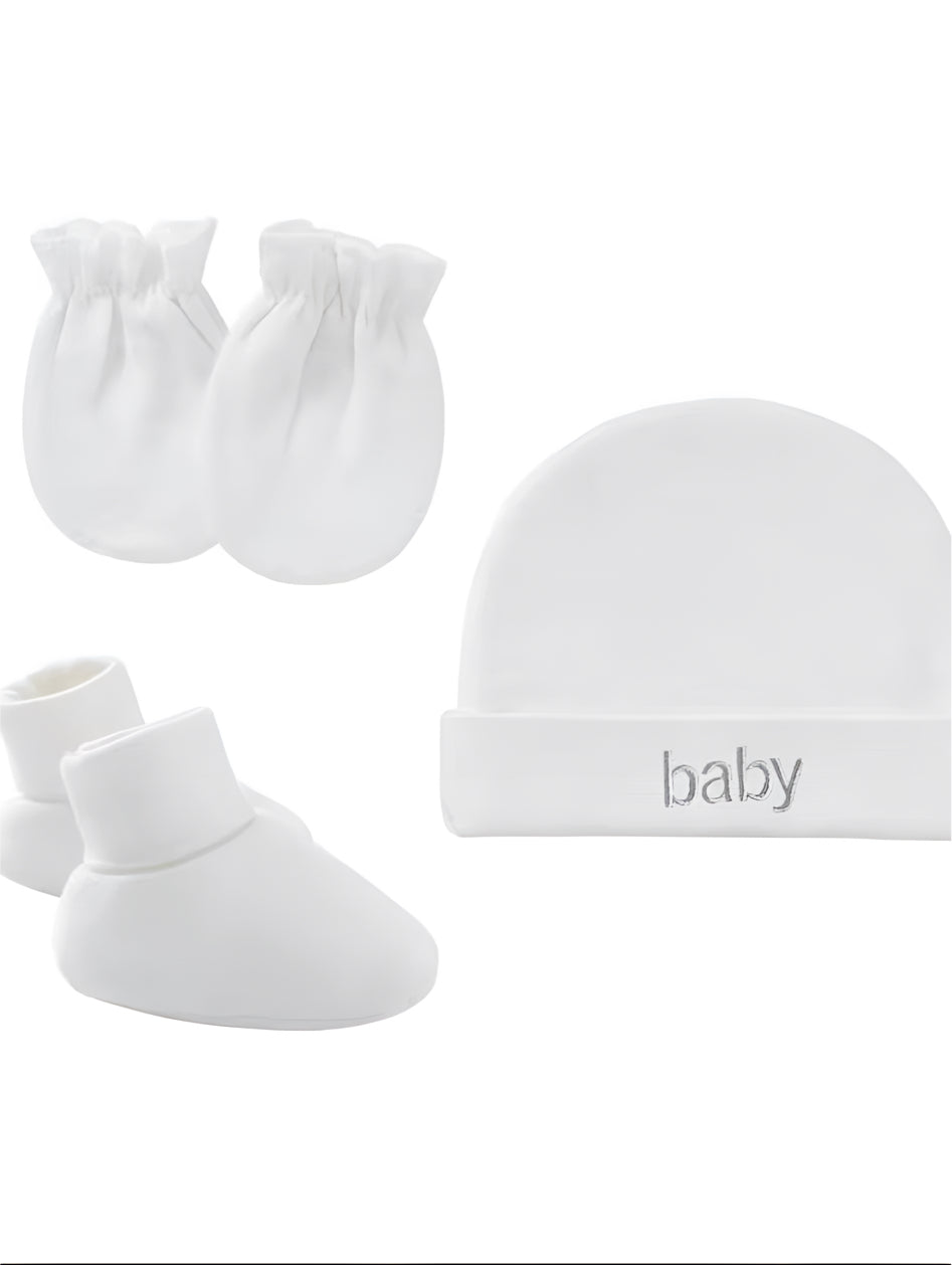 Ensemble Naissance 3 Pièces pour Bébé – Bonnet, Moufles et Chaussons Ultra Doux
