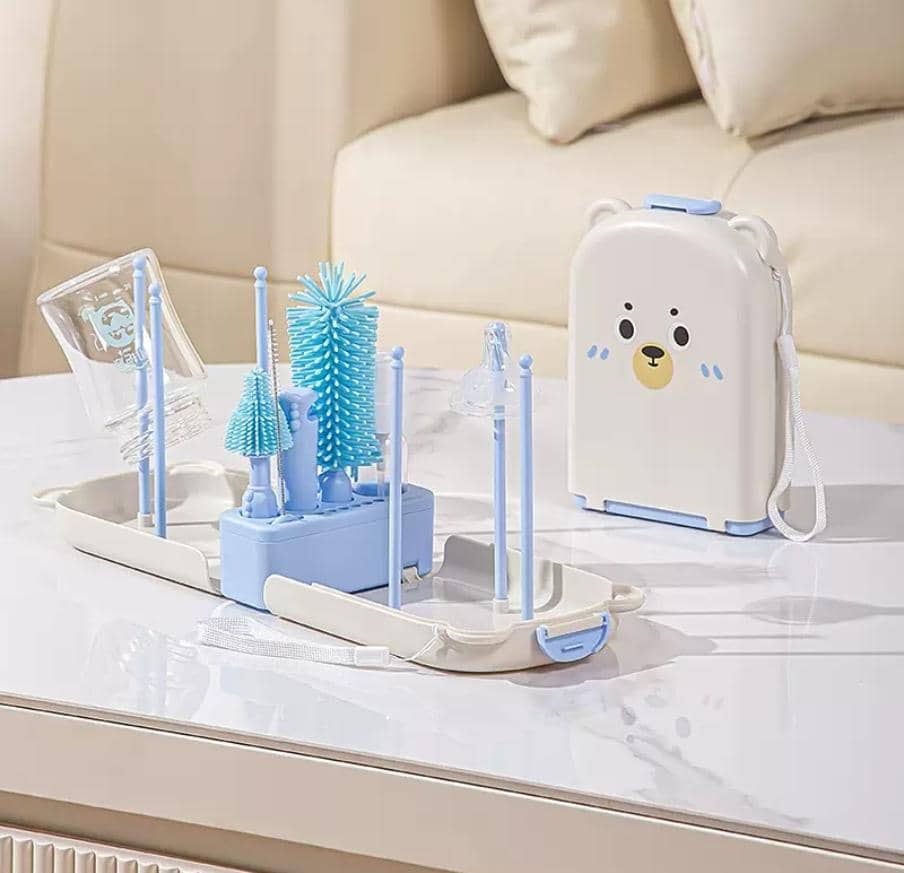 Set de Séchage et Brosse Bébé 6-en-1 avec Boîte de Rangement